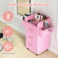 thumbnail image 2 of DreamCurship Beauty Salon Trolley Cart, Salon Cabinet with 360°Wheels, 3 Drawer, 6 Tool Holders, Barber Hair Stations for Salon Beauty Spa, Pink, 2 of 8