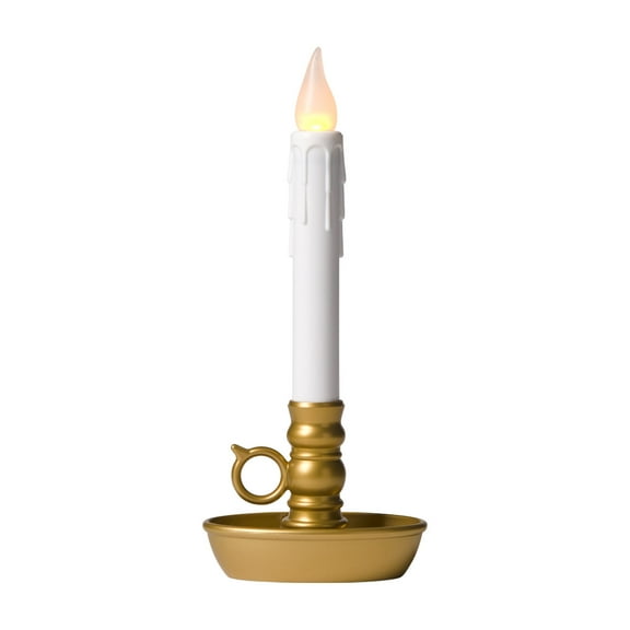 Battery-Operated Single Window LED Window Candle - Antique Gold