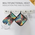 thumbnail image 4 of Yayeee Oven Mitts and Pot Holder Set of 2 Heat Resistant Kitchen Gloves Baking Hot Pad, Colorful Road, 4 of 5