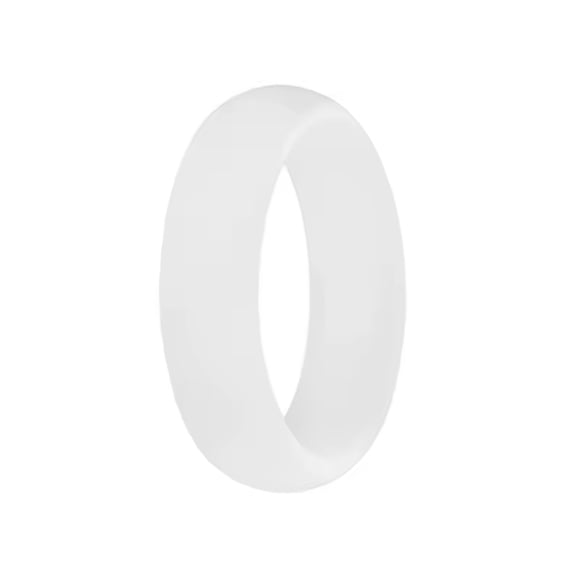 White Silicone Wedding Ring Band Women Temporary Thin Rubber Flexible Gym Travel
