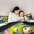 thumbnail image 4 of Castle Fairy Whimsical Cartoon Winter Puffin 7-Piece Twin Bedding,Aurora Borealis Snow Ice Landscape Bedding Comforter Set,Green Navy,Black Reversible, 4 of 7