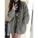thumbnail image 4 of Cárdigans para mujer, abrigos, moda de invierno y otoño, chaquetas de punto holgadas de manga larga con cuello en V, suéter informal con una botonadura, cárdigans, 4 of 5