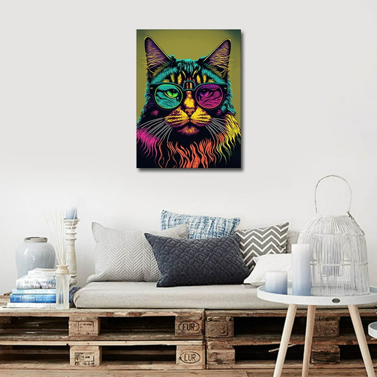 TISHIRON Diamond Art Painting Kits,12x16 inch 5D DIY Cat with