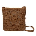 thumbnail image 2 of Bandolera de paja para mujer y niña bolsos de hombro trenzados Likrtyny de ganchillo con flores bolso de playa de ratán ahuecado bolsos de compras de viaje 2021, 2 of 6