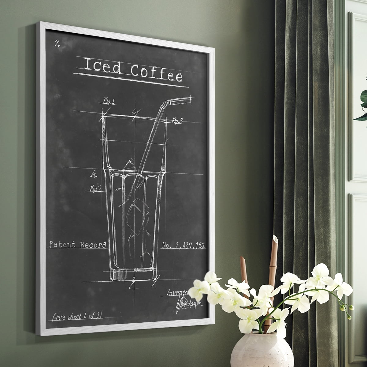 Morning Routine IV Framed Print in White Solid Wood Framed Print No Nail Hanging