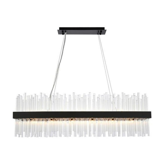 Dallas 42 inch rectangle crystal pendant in black