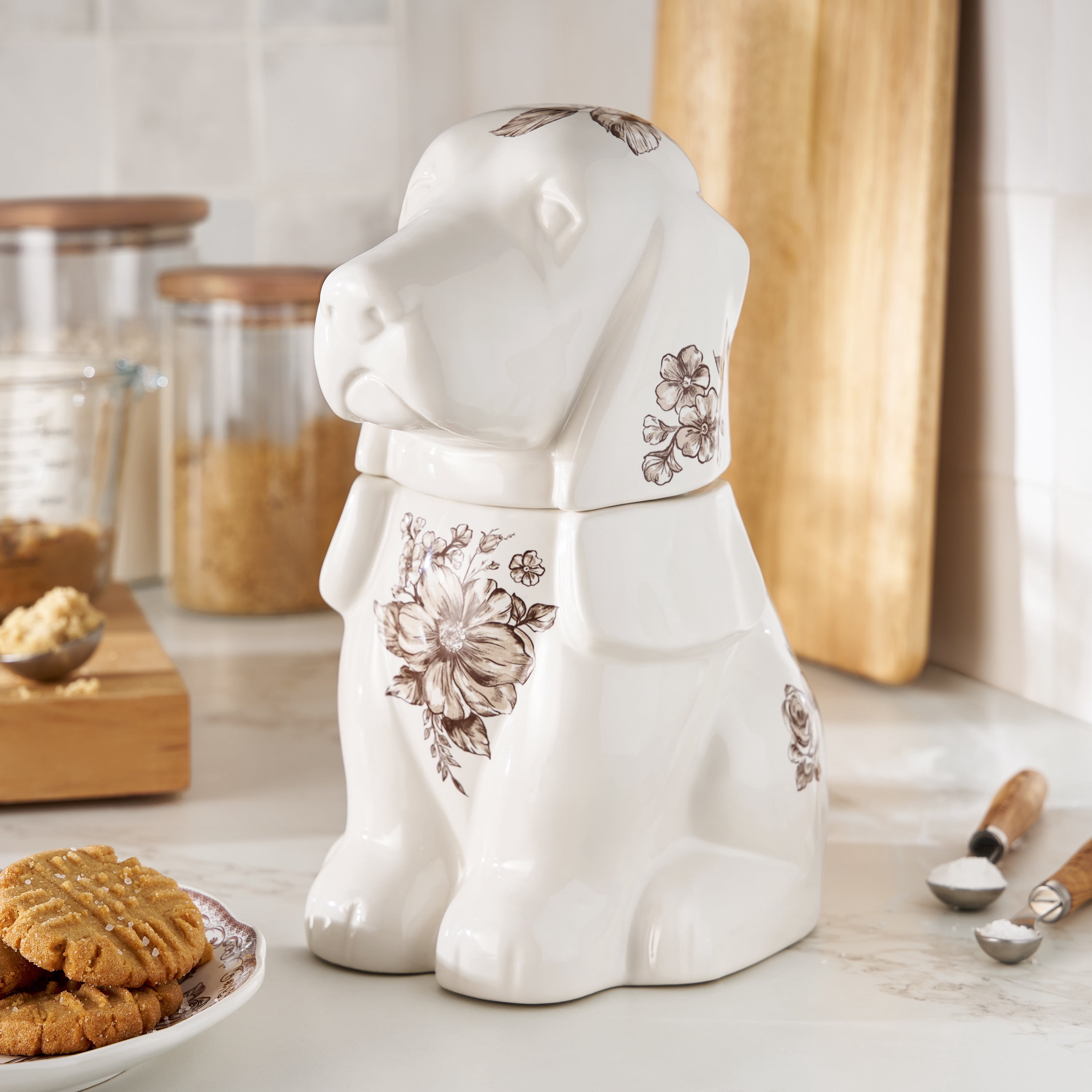The Pioneer Woman Agatha Stoneware Charlie Cookie Jar, Brown, 11"