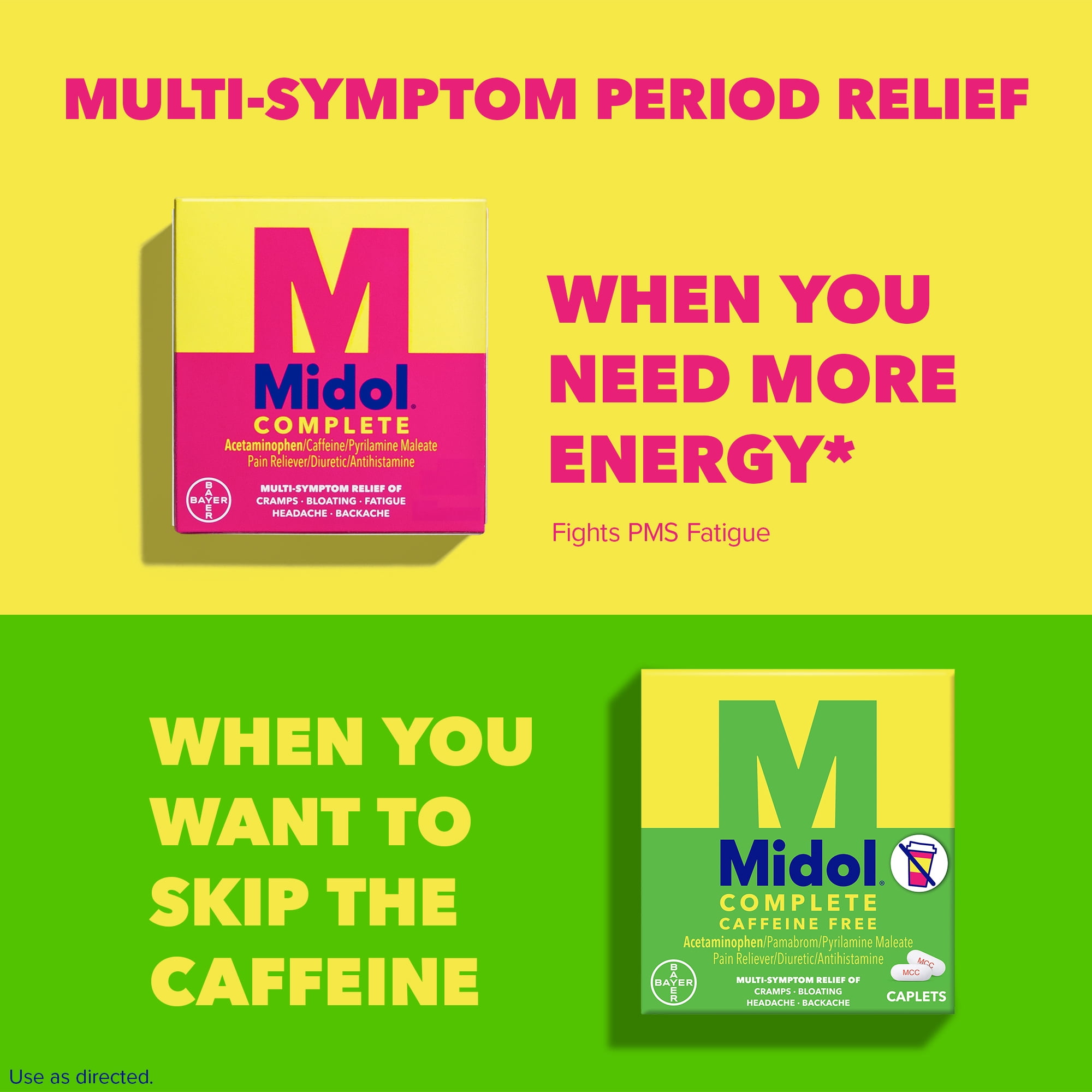 Midol Complete Caffeine Free Menstrual Pain Relief Caplets, 24 Count