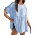 thumbnail image 6 of High Waist Women Short Sleeve Solid A-line Loose Blouse Tops, 6 of 6