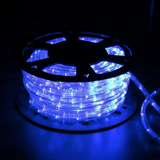 Corde Lumineuse Étanche à 360 LED de 15,2 M, Corde Lumineuse Bleue