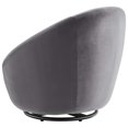thumbnail image 5 of Armchair Swivel Accent Chair, Black Grey Gray, Velvet, Modern Contemporary, Living Lounge Cafe Room Hotel Lobby Hospitality, 5 of 7