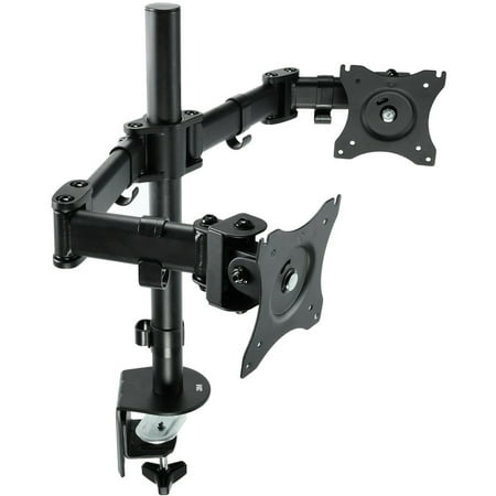UPC: 0638060079263 | Dual Monitor Mount For 27  Monitors  360 Degree Rotation  45 Degree/-45 Degree Tilt  90 Degree Pan  Black  Supports 20 lb