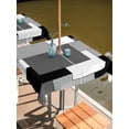 thumbnail image 3 of Square Outdoor Tablecloth With Umbrella Hole And Zipper– Black White Grey Color Block Waterproof Patio Table Cover for Party, Picnic, Backyard, 60"x60" , Abstract Modern Geometric, 3 of 8