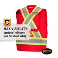 thumbnail image 3 of Pioneer 100% Cotton Hi Vis Surveyor's Safety Vest for Construction - Reflective Tape - 10 Pockets - Class 1 - Red, 3 of 9