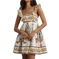 thumbnail image 1 of SUNSIOM Robe Sans Manches à Encolure Carrée à Volants Robe Fluide Bohème Courte Mini Robes, 1 of 7