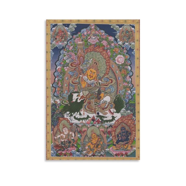 Póster de Thangka tibetano El dios de la riqueza, pósteres, arte de pared, pintura, lienzo, regalo, impresiones para sala de estar, decoración de dormitorio, póster, obras de arte, 24 x 36 pulgadas