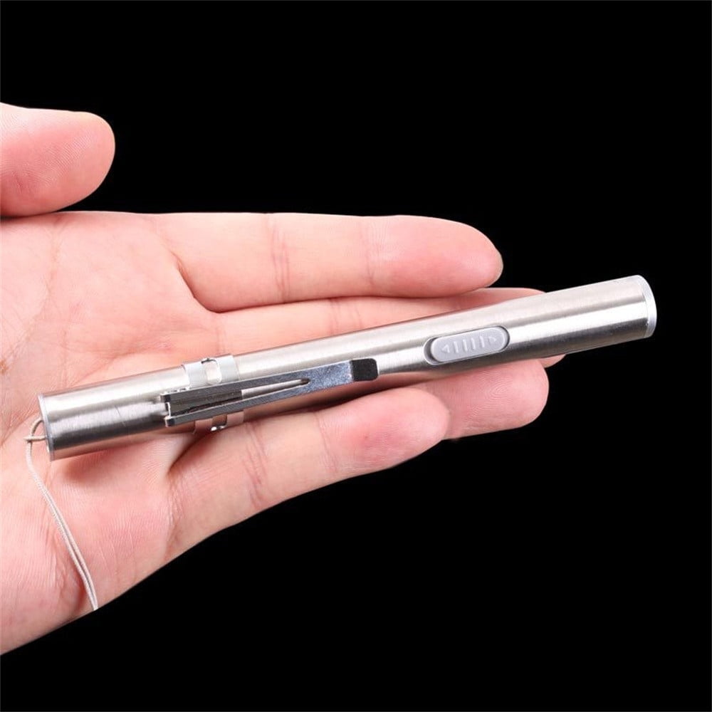 5" LED USB Rechargeable Mini Tactical Flashlight Stainless Steel Torch Pen Light 