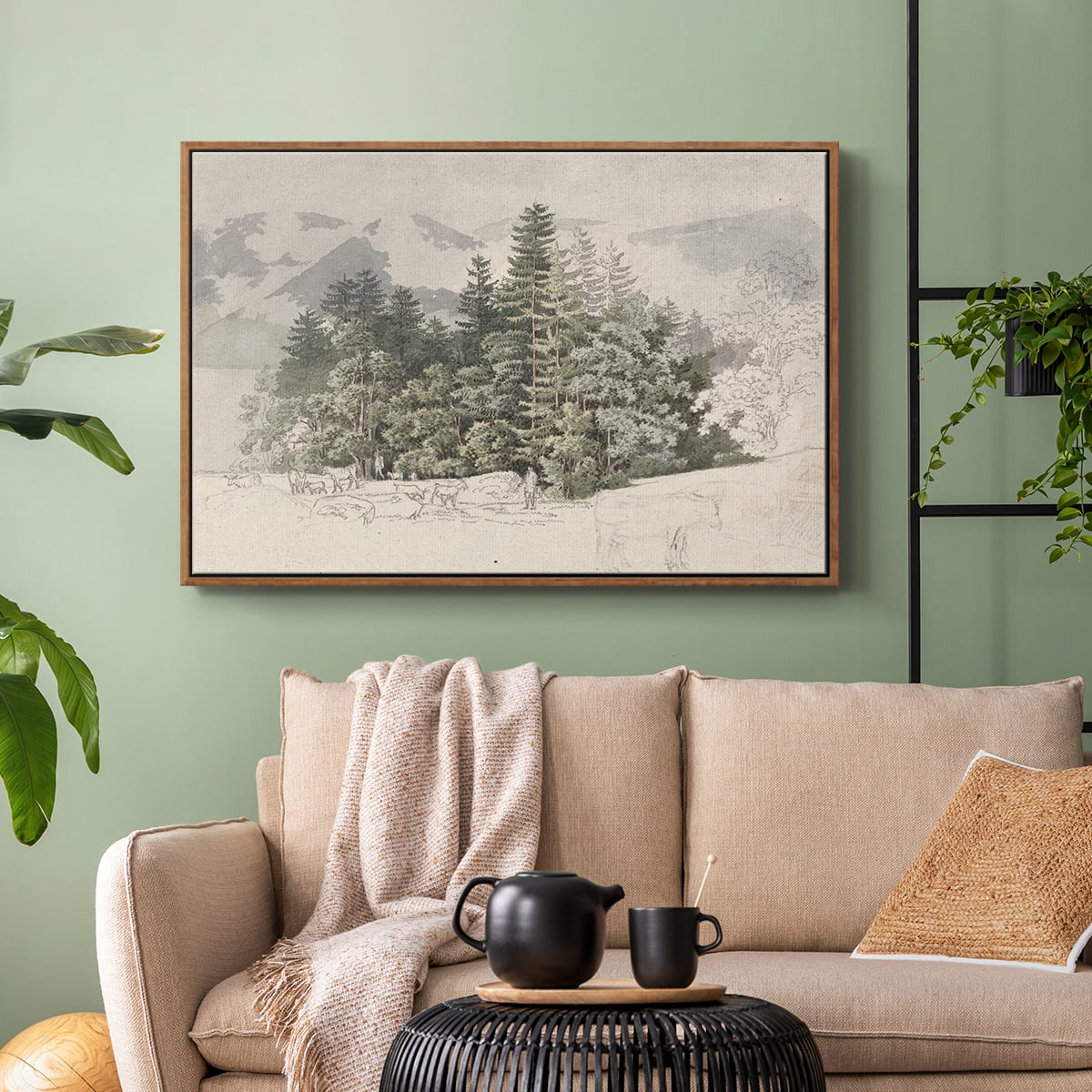 Vintage Landscape-CCLXXV By Wexford Home Framed in Walnut Wood Gallery Wrapped Canvas 17 in. x 25 in.