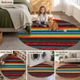 thumbnail image 6 of Abstract Colored Round Living Room Rugs 7 ft, Stripes Ethnic Style Modern Art Washable Area Rug with Non-Slip Sturdy Edge Binding Round Carpet for Kitchen Office Bedroom, 6 of 9