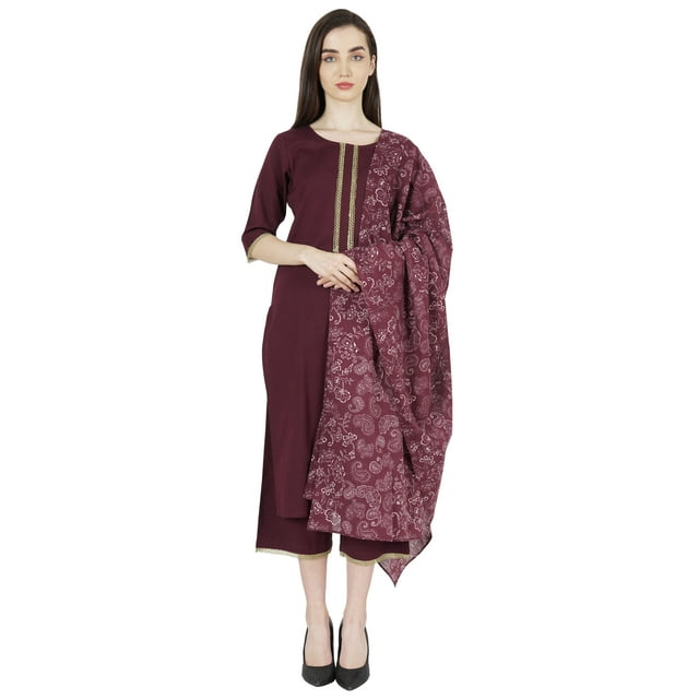 Bimba Indian Designer Cotton Kurta Set For Women With Printed Dupatta Traditional Ethnic Wear