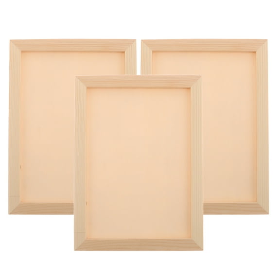 FRCOLOR 3pcs DIY Wooden Photo Frame Kit Clay Art Display for Bedroom Decor Unpainted Wood Frames for Children Creative Projects