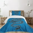 thumbnail image 3 of Ambesonne Dragon Quilted Bedspread Set 2 Pcs, Year of the Dragon, Twin Size, Blue Black White, 3 of 6
