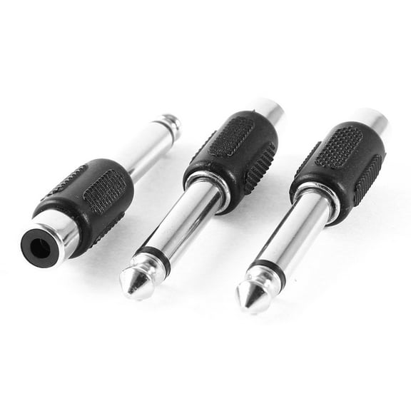 Unique Bargains 3 Pieces 6.35mm 1/4  Mono Audio Male Plug to RCA Female Jack Socket M/F Adapter