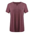 thumbnail image 4 of 2 Pcs Plus Size Shirts for Women Henley Neck Blouses Comfy Short Sleeve Tshirt Tops Summer Outfits, 4 of 5