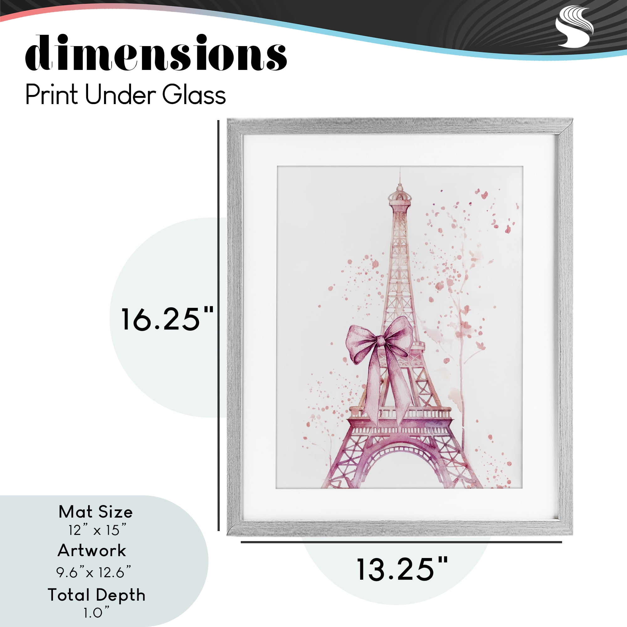 Bow Bedecked Paris Tower Gray Framed Print Under Glass, design by Kim Allen