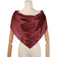 thumbnail image 2 of INSPIRE CHIC Women's Satin Neck Scarf Square Silky Solid Neckerchief Head Wrap Bandanas Burgundy 90x90cm/35.4x35.4 inches(LxW), 2 of 6