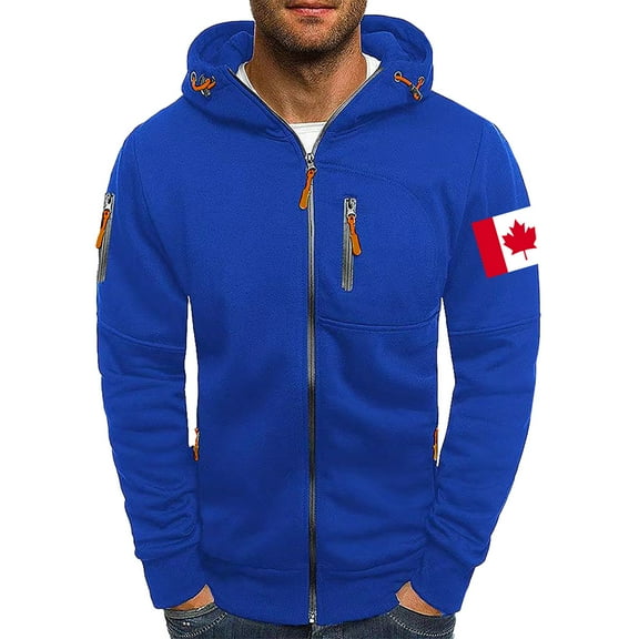 Lcziwo Men's Big And Tall Hoodies Full Zip Casual Winter 2025 Coats Long Sleeve Flag Printed Jackets Fitness Athletic Pockets Sweatshirts Blue,XXXL