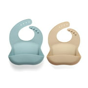 Fashion Silicone Baby Bib Waterproof Baby Bib Newborn Feeding Cloth Toddler Boys Girls Adjustable Different Style Bibs (2pcs)