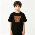thumbnail image 2 of Coolest Uncle Ever Boys Graphic Tee, Retro Distressed Text 100% Cotton Kids Short Sleeve T-Shirt, 2 of 5