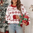 thumbnail image 4 of Felirenzacia Christmas Red and White Plush Sweaters, Ugly Elf Jumpers, Crewneck Long Sleeve Knit Pullovers, 4 of 7