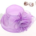 thumbnail image 3 of Dream Lifestyle Church Dress Hat for Women Big Rose Organza Hat Royal Style Fascinator Wide Brim Cap for Tea Party Wedding Beach, 3 of 8