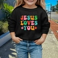 thumbnail image 2 of FAOWME Sweat à Manches Longues Doux pour Filles Graphique Enfants Mignon Col Rond Pulls Tops pour Filles Noir 6-7 Ans, 2 of 4