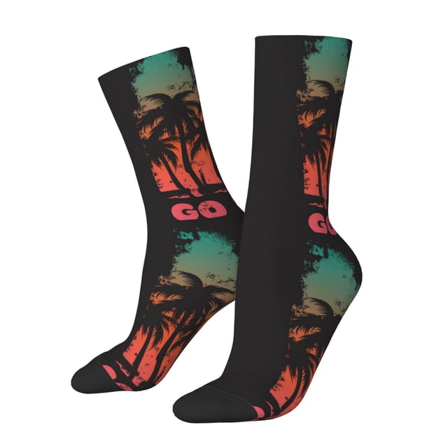 Fotbe Go Surfer Calcetas Largas con Estampado para Hombre y Mujer – Calcetas de Compresión Transpirables y Elásticas, Viajar y Uso Diario Talla 5-11