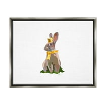 Stupell Industries Royal Bunny with Crown Animals & Insects Painting Gray Floater Framed Canvas Art Print Wall Art, 31 x 25