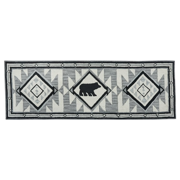 Park Designs Southwestern Rustic Silver Hooked Indoor Rug Runner 2' x 6'