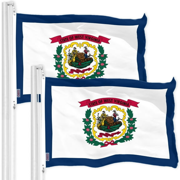 G128 2 Pack: West Virginia WV State Flag | 3x5 Ft | Printed 150D Polyester - Indoor/Outdoor, Vibrant Colors, Brass Grommets, Quality Polyester, Much Thicker More Durable Than 100D 75D Polyester