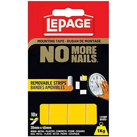 LePage No More Nails Removable Strips Mounting Tape, 2mm x 4mm x 10 ...