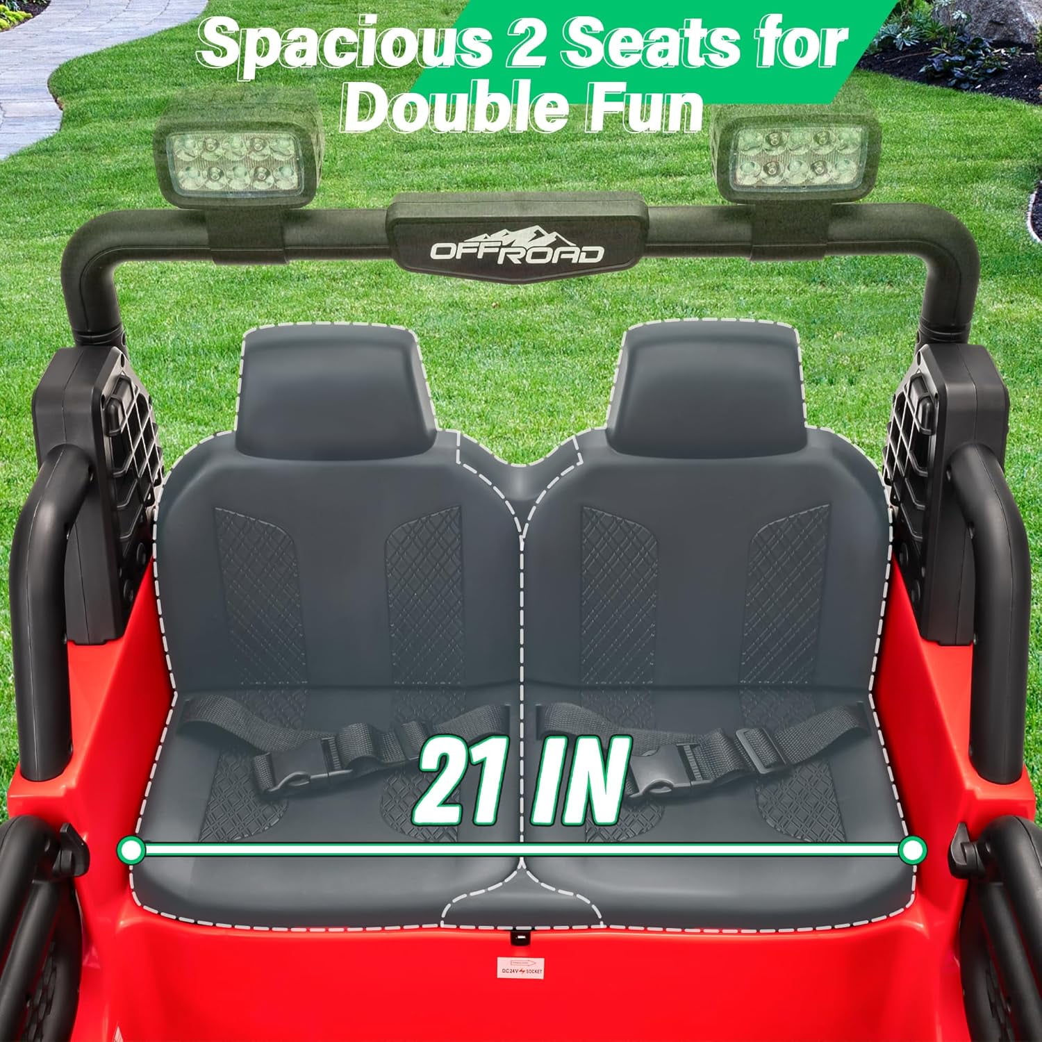 HappyToysWorld Electric Ride on Truck 24V with Parent Remote Control, 2-Seater, Bluetooth Enabled