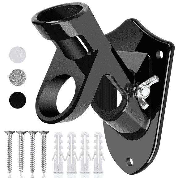Flag Pole Holder,  Two-Position Mounting Bracket for Outside House, Cast Aluminum  Mount Rust Free Coated, All Weather Display, 1" Inner Diameter (Black)