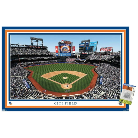 MLB New York Mets - Citi Field 22 Wall Poster with Pushpins, 22.375" x 34"