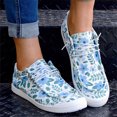 thumbnail image 3 of EKVAHL Floral Canvas Sneakers for Women, Low Top Lace Up Breathable Non Slip Fashion Slip Ons, Vacation Outdoor Daily Stylish Sneakers Blue, 3 of 4