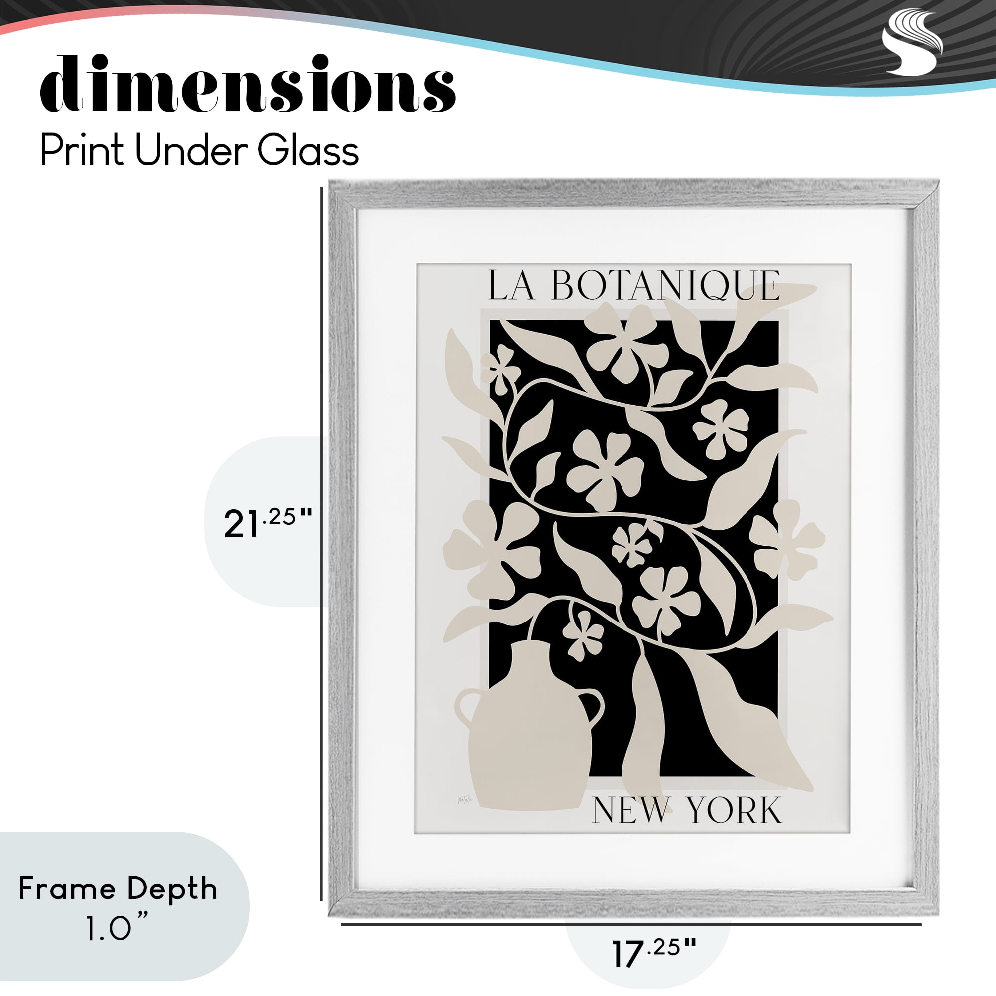 Stupell Industries La Botanique New York Gray Framed Print Under Glass, design by Natalie Carpentieri