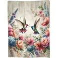 thumbnail image 5 of Retro Hummingbird Floral Blanket Gifts for Women Soft Warm Lightweight Cozy Spring Flower and Birds Vintage Throw Blankets for Bed Living Room Sofa Couch Valentines Day Decor 60x80in, 5 of 6