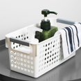 thumbnail image 3 of AMERTEER Household Plastic Storage Basket Rectangular White Groceries Organizer Drawer Storage Basket, 3 of 10