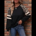 thumbnail image 4 of Camisas de Larga con Estampado de Leopardo para Mujer, Sudaderas Informales de Otoño con Cuello Redondo y Bloques de Color Negro L, 4 of 10