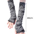 thumbnail image 5 of Mosey 1 Pair Thumbhole Design Long Halloween Fingerless Gloves Casual Ripped Holes Decor Adult Cosplay Gloves Punk Style Arm Sleeves, 5 of 7
